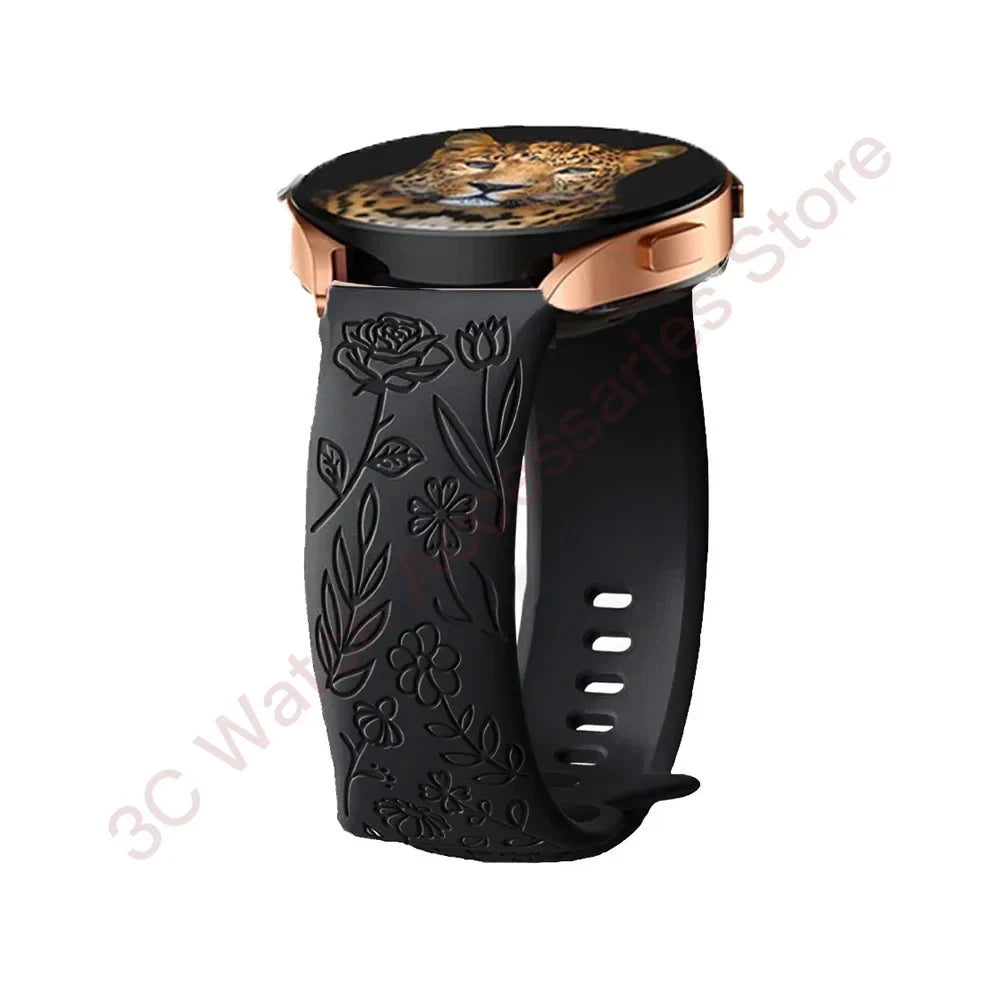 TicWatch Pro 3, E3 & GTH Rose Engraved Silicone Band
