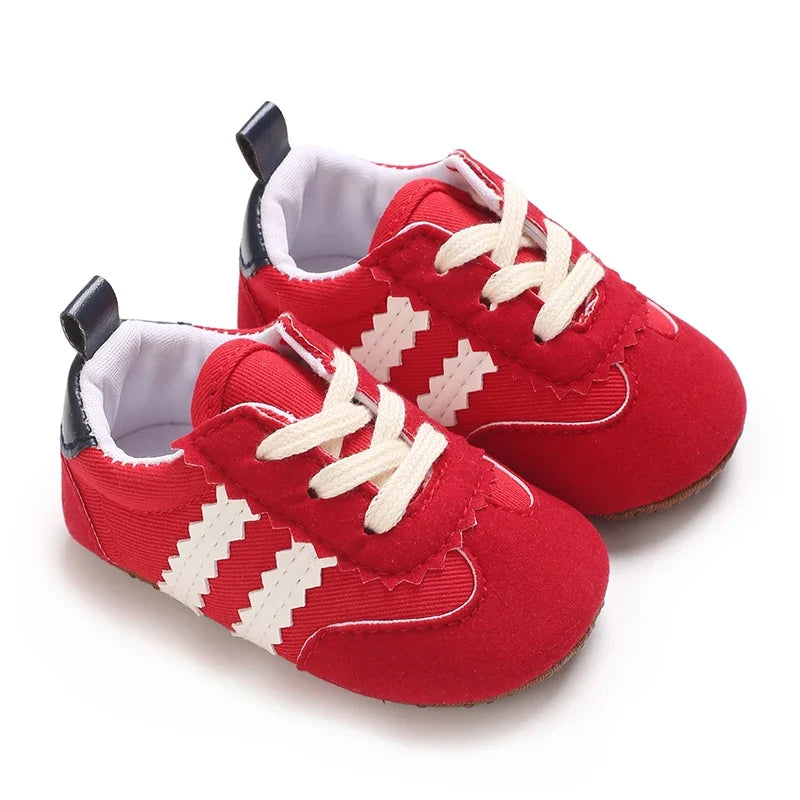 Fashion Color Blocking Lace Up Casual Shoes Spring And Autumn Baby Casual Shoes 0-18 Months Flat Shoes Baby Walking Shoes