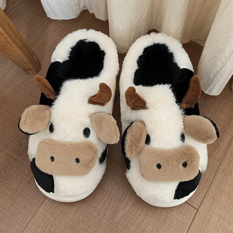 Pantuflas de vaca peludas