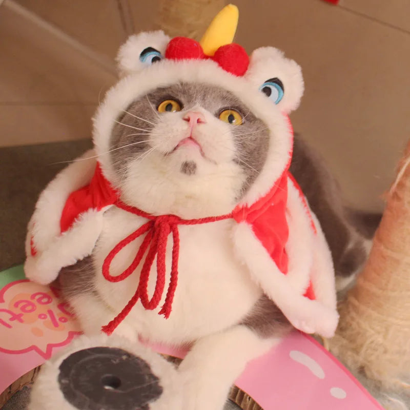 Cute Cat Dog Clothes New Year Costumes Pet Spring Festival Cape Dress Up Clothes Small Dog Cat Cloak Yorkshire Pet Clothes