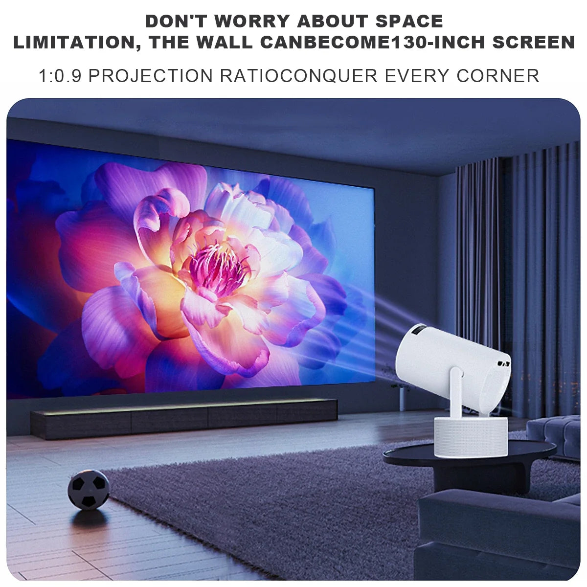 Portable Karaoke Projector with 2 Wireless Microphones Home Theater Movie Projector 180" Large Screen 180° Adjustable Angle Dual Band WiFi6 Bluetooth 5.0 Screen Mirroring Mini Outdoor Projector for Family Party