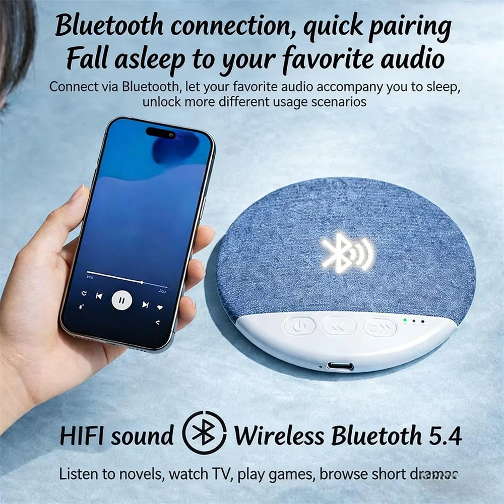 Bluetooth Pillow Speaker Wireless Sleep Music Player Under Pillow White Noise Machine 9D Stereo Timer Auto-Off for Insomnia ﻿