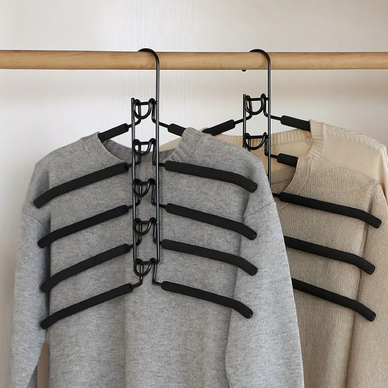 5pcs Multi-Tier Hanging Closet Hanger with Hooks Space-Saving Organizer for Closet Coats Shirts Dresses Jackets Hanging Storage