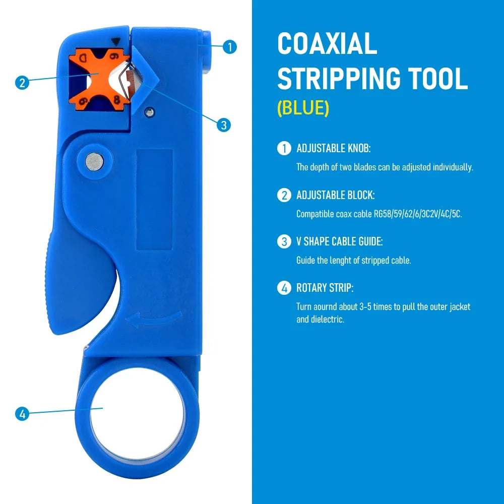 1PCS Ethernet Cable Stripper RJ45 Cat5 Cat6 Network Hand Tool Pliers Line UTP FTP Coax Coaxial Cutter Wire Stripping Tool