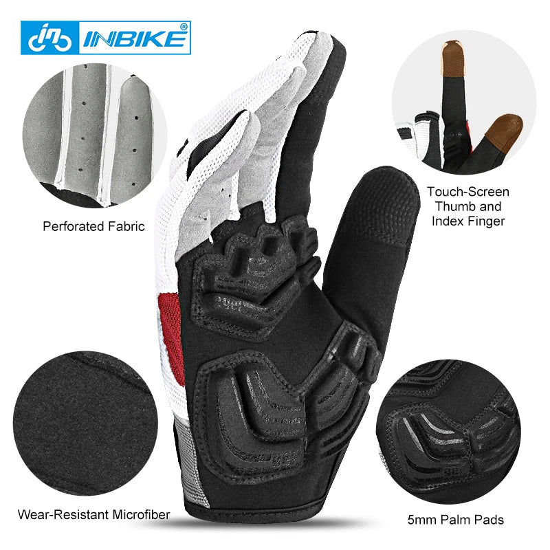 INBIKE Full Finger Gel Padded Touchscreen Gloves