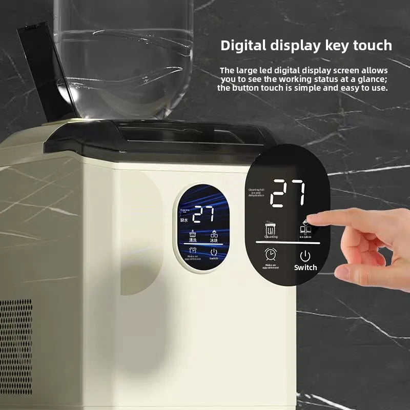 Household Portable Ice Maker, 24 ice Cubes In 9 Minutes, Self-Cleaning, Very Suitable For Kitchen/Office/Bar Energy Efficient