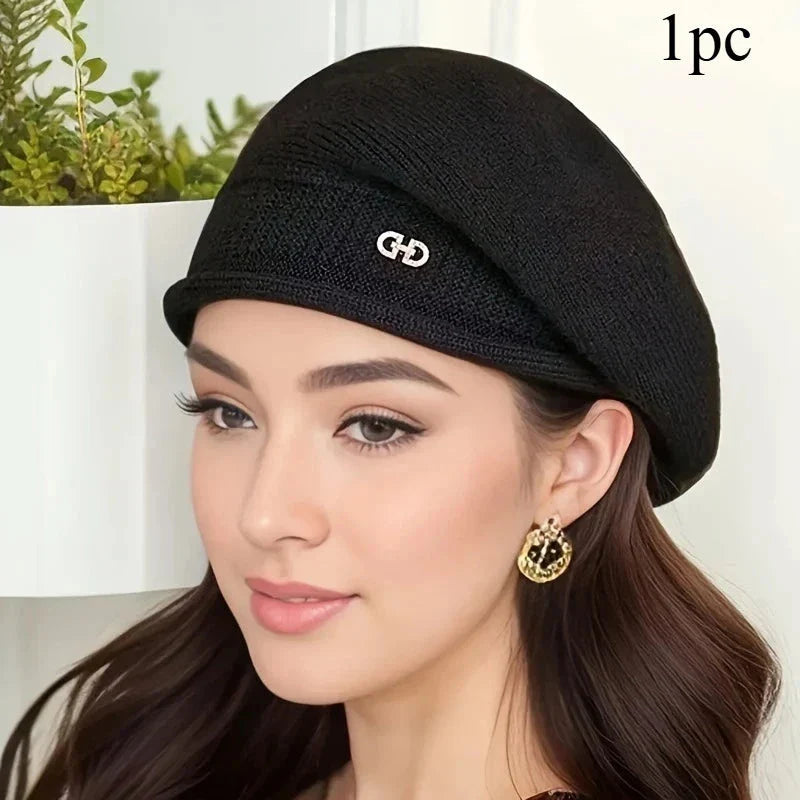 Gorro suave para mujer – Gorro casual de punto jacquard elástico ligero