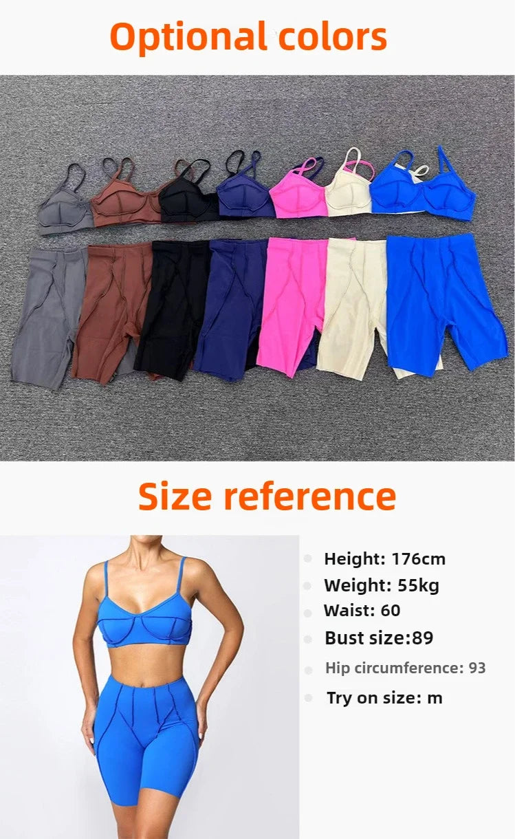 2-Piece Yoga Set – Open Back Sports Bra & High Waist Shorts
