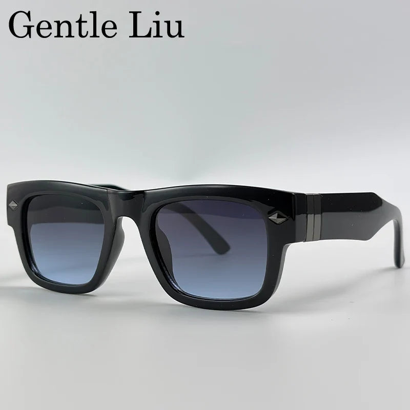 Retro Steampunk Square Photochromic Sunglasses Men Luxury Brand Design Oversized Thick Frame Rivet Sun Glasses For Male Eyewear