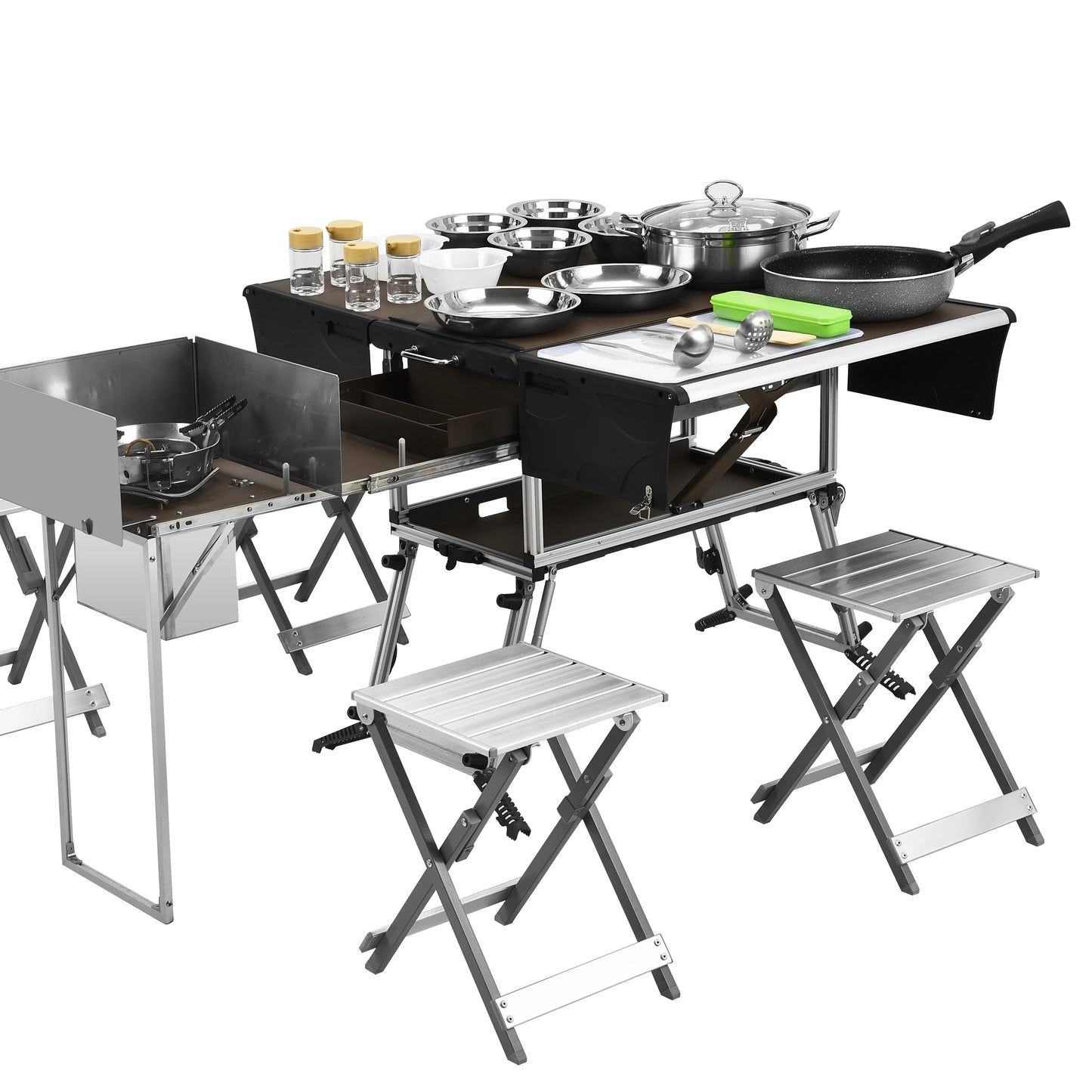 Camp Aluminum Kitchen and Rv Kitchen  Bulin C650 Outdoor  Equipped Picnic Table Folding Camping Stove Camping Mobile Kitchen