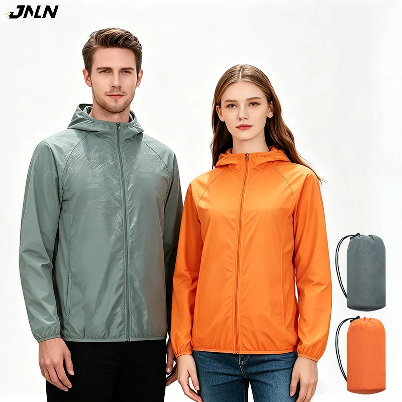 JNLN Men Women Hiking Jacket Unisex Waterproof Quick Dry Camping Windbreaker Outdoor Trekking Climbing Rain Coat Anti UV Clothes