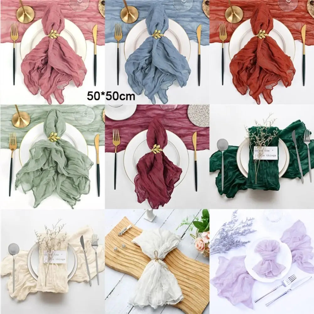 Party Supply Table Decoration Gauze Napkin Soft Thin Cotton Napkin Retro Reusable Placemats Hotel