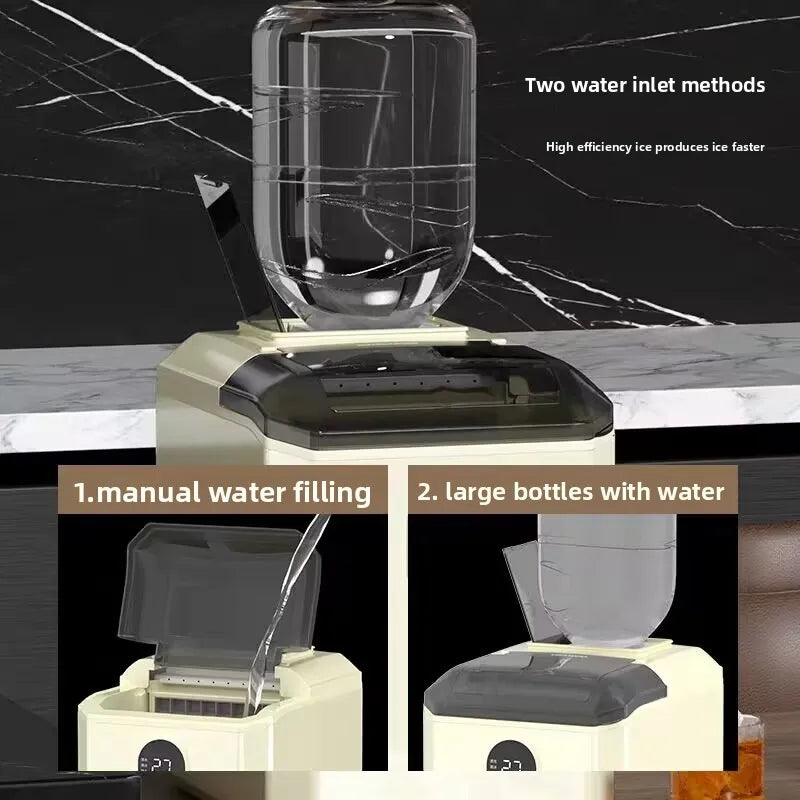Household Portable Ice Maker, 24 ice Cubes In 9 Minutes, Self-Cleaning, Very Suitable For Kitchen/Office/Bar Energy Efficient