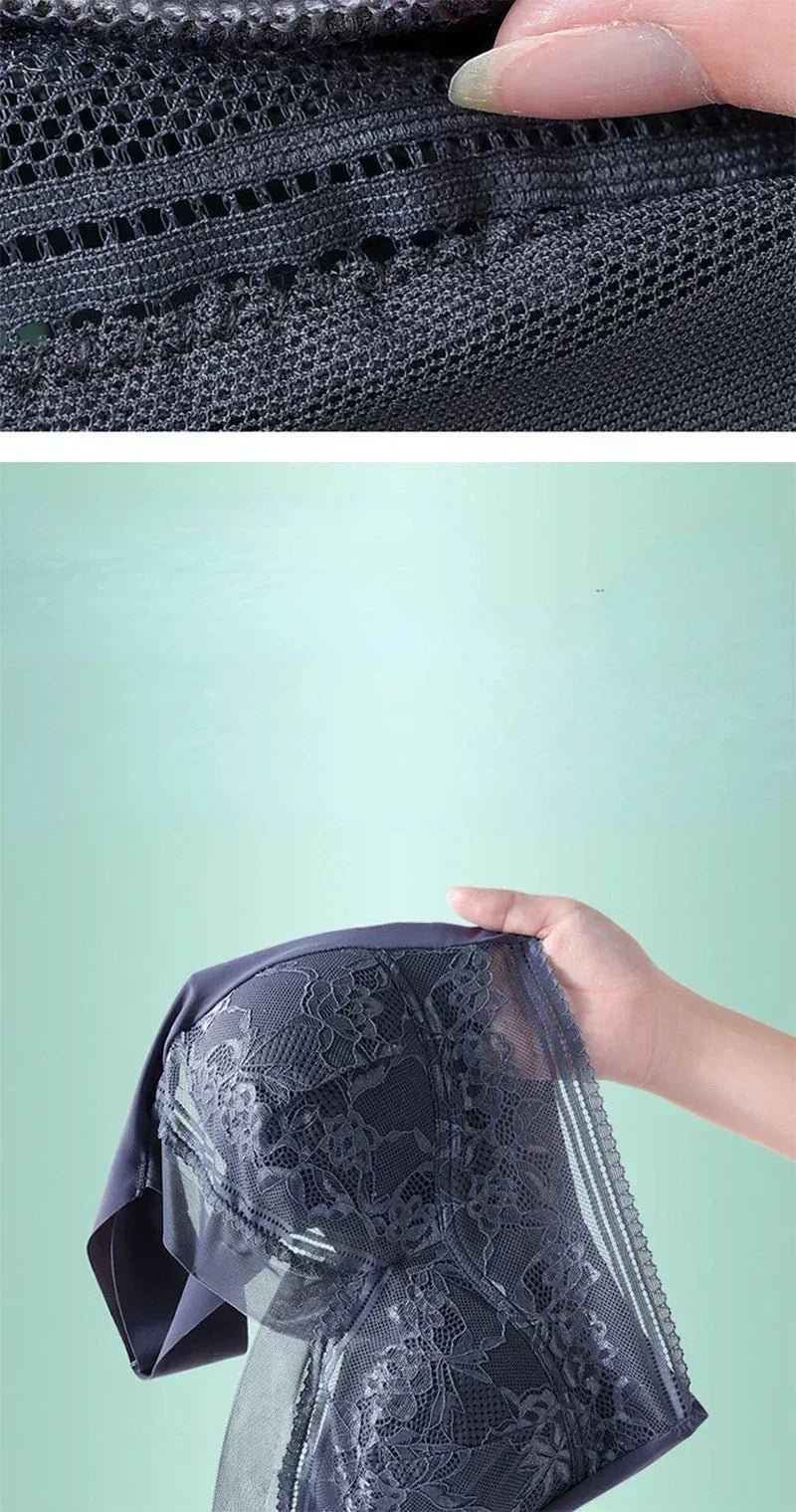 L-6L Mujeres Sujetador Grande Push Up Seda de Hielo Sin Costuras Sujetador Bralette Encaje Sin Aros Sujetadores de Verano Talla Grande Lencería Ropa Interior 15019