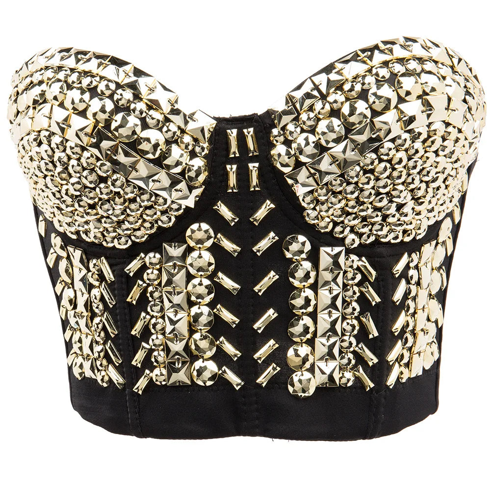 Grey Beading Gems Luxury Sexy Bra For Woman Hot Punk Rave Top Bralette y2k Bras Push Up Underwear Dance Club Brassiere Straps