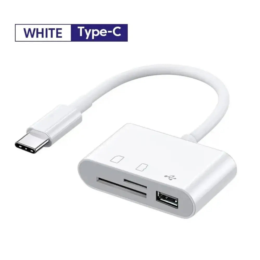 3-in-1 Type C adapter for TF, CF, and SD memory card readers, compatible with Huawei, MacBook Pro, and other devices