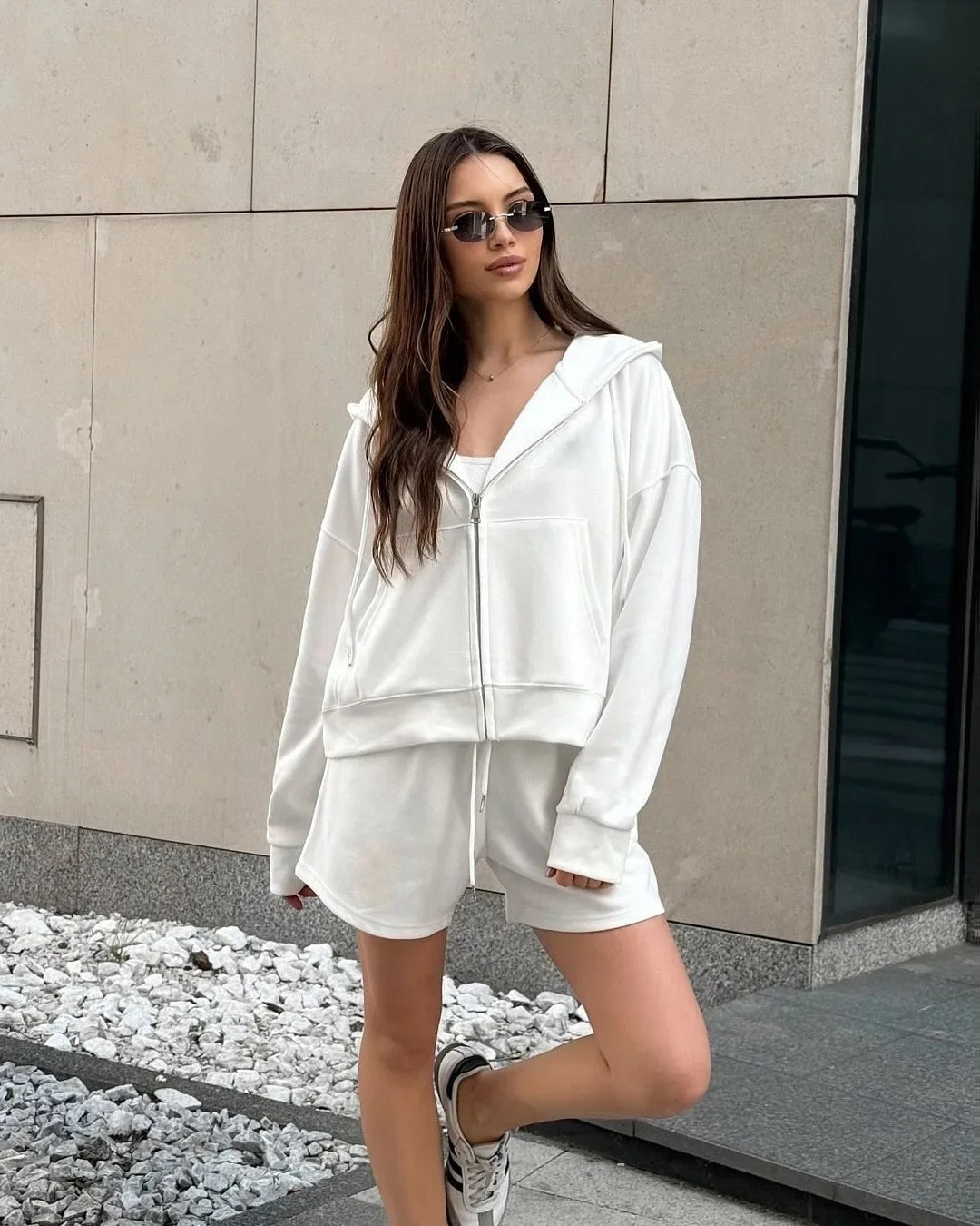 Womens Classic Hoodies and Short Suits Pants Tracksuits Sold Two 2 Piece Outfit Zip Up Sweatshirt Sporty Basic Casual Sweatsuits