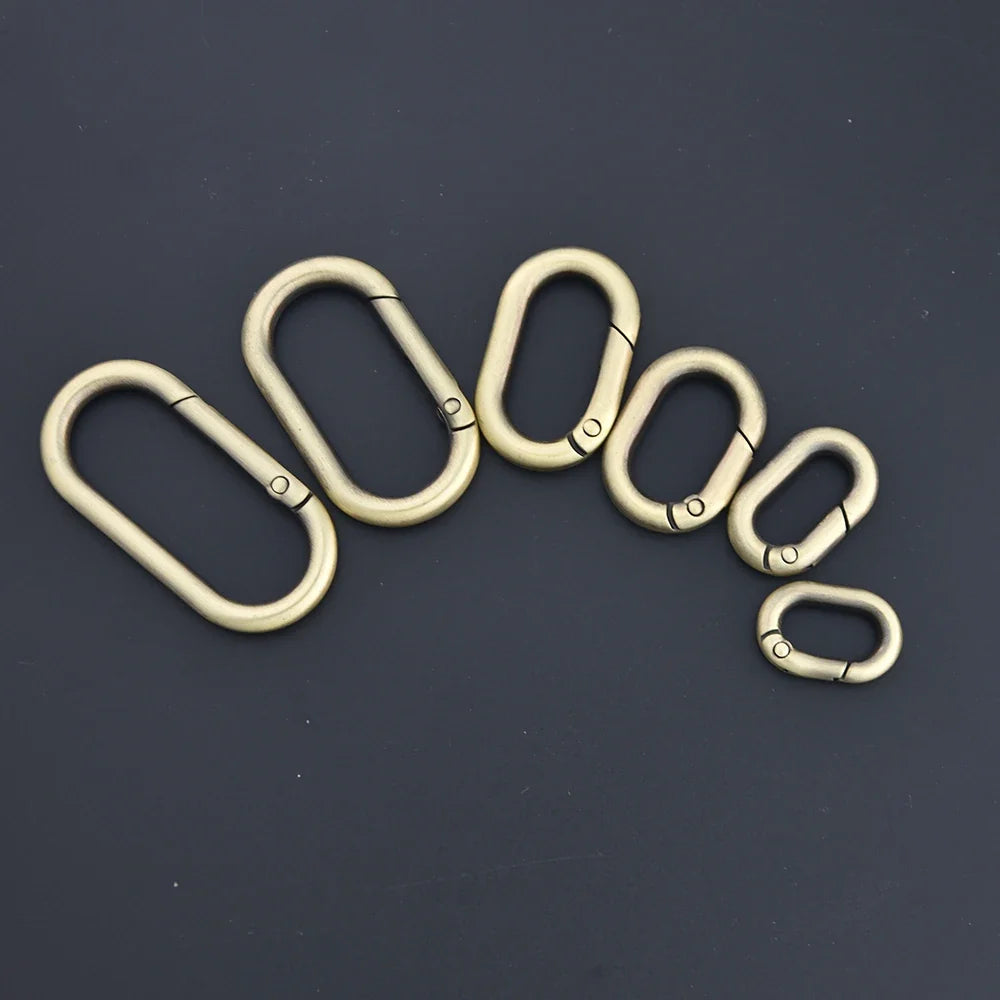 5pcs Metal Oval O Ring Spring Clasp Openable Round Carabiner Keychain Clips Hook Dog Chain DIY Jewelry Buckle