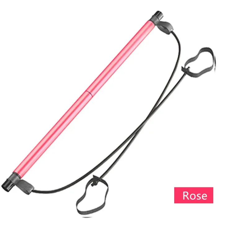 Barra portátil de Yoga Pilates con banda de resistencia para gimnasio en casa, barra tonificadora de músculos, fitness, estiramientos, ejercicio y entrenamiento corporal
