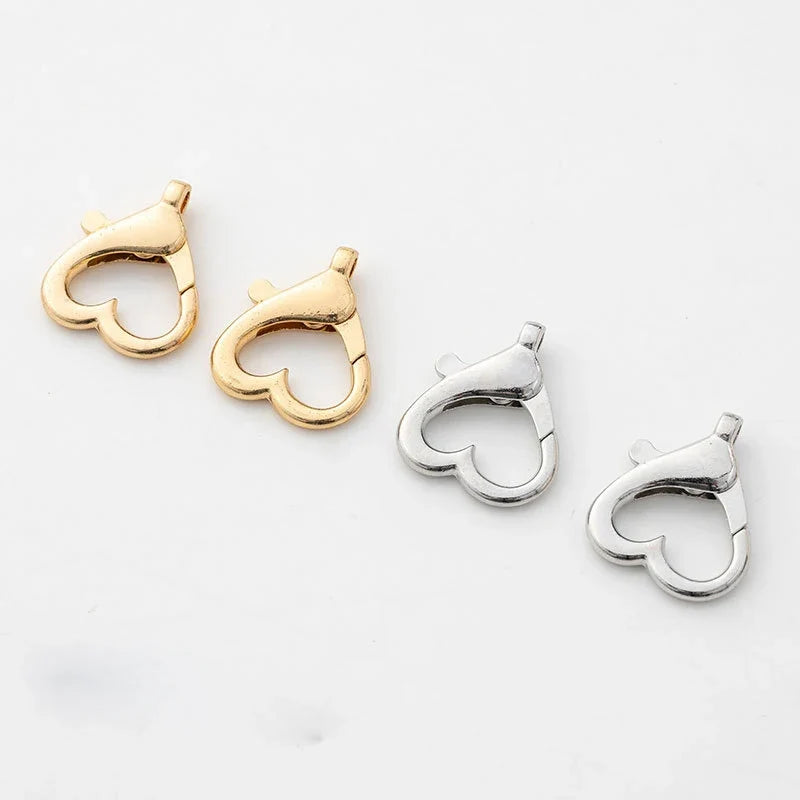10pcs Heart Shaped Spring Clasps Metal Lobster Clasps Bag Clips Hook Dog Chain Buckles DIY Keychain Jewelry Making Accessories
