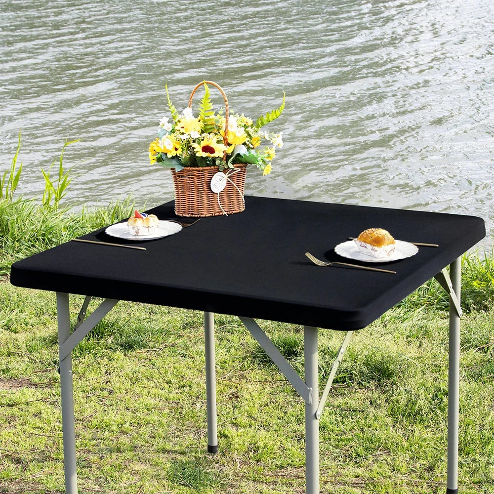 Square Fitted Table Cover Elastic Tablecloth Stretch Spandex Tables Top Cover Table Topper Cap for Dining Kitchen Home Party