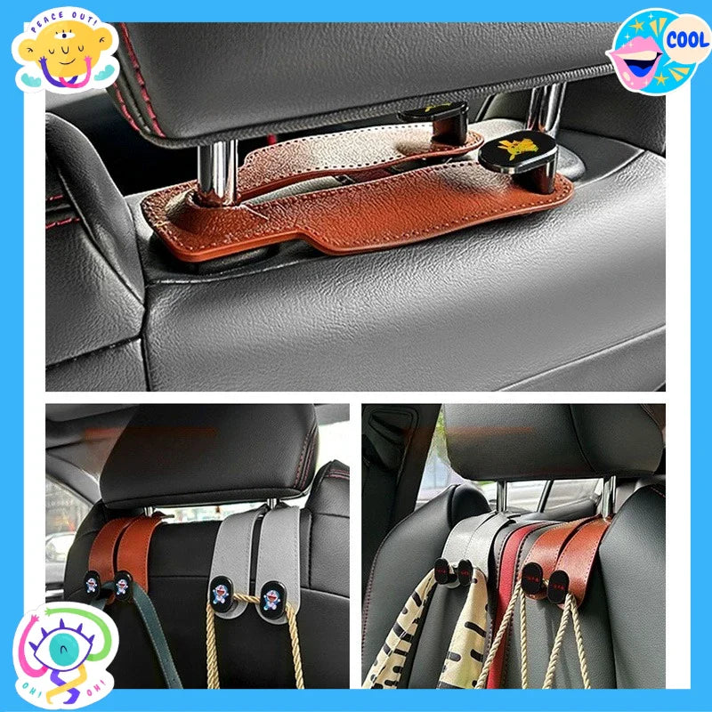 Gancho trasero para asiento de coche de gamuza con doble cabeza, gancho pequeño de almacenamiento trasero, suministros de decoración interior del coche