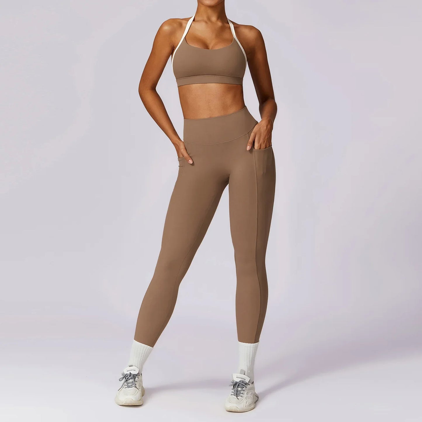 2-Piece Activewear Set – Long Sleeve Crop Top & Leggings