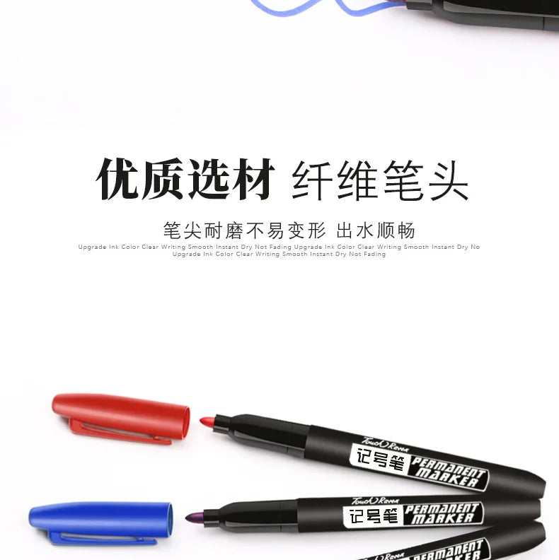 6 PCS Permanent Marker Pen Manga Drawing Markers Black Blue Red Waterproof Ink Sketch Pens Stationery Art School Supplies