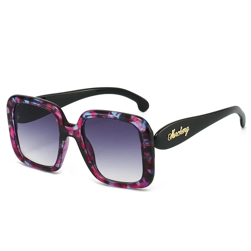 Retro Tortoiseshell Gradient Square Women Sunglasses Y2K Brand Personality Frame Design Trendy All Match Men Sun Glasses UV400