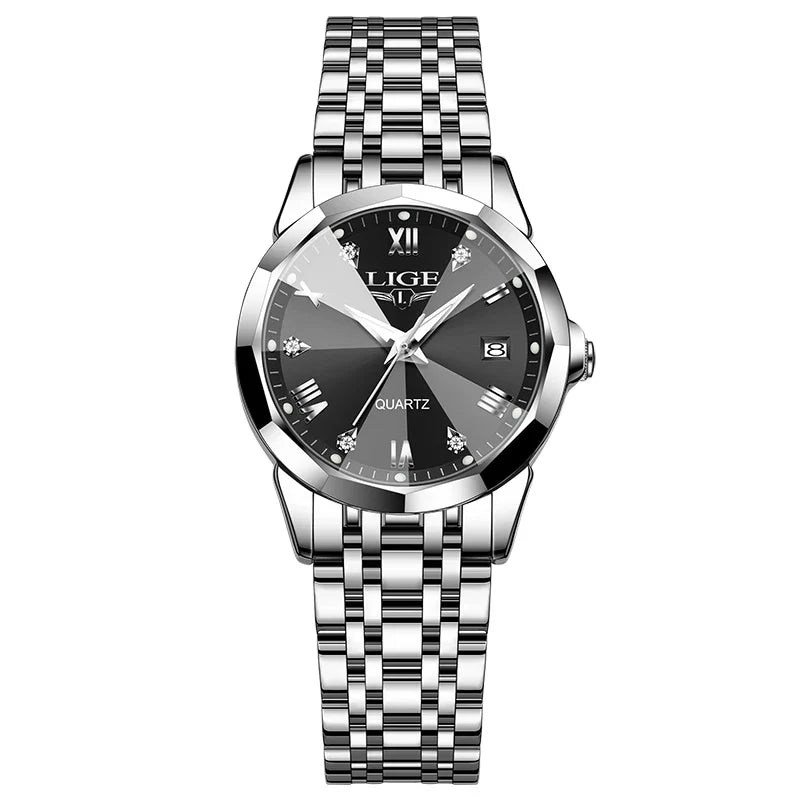 Women's Blue Sunburst Dial Two Tone Stainless Watch
