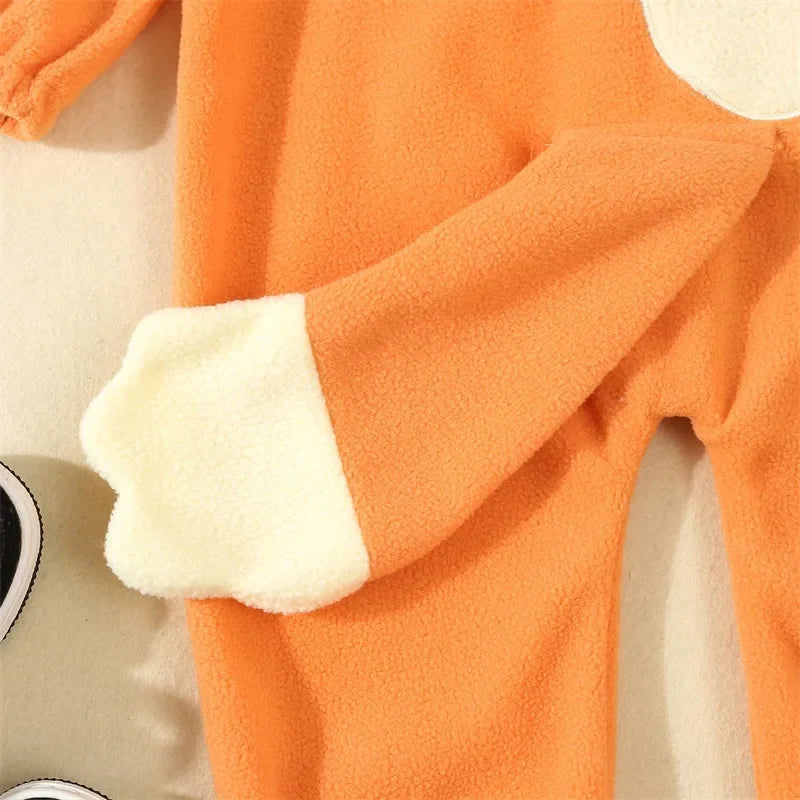 Cartoon Blue Orange Dog Costume For Toddler Baby Boys Girls Halloween Costume Hooded Ear Tail Jumpsuit