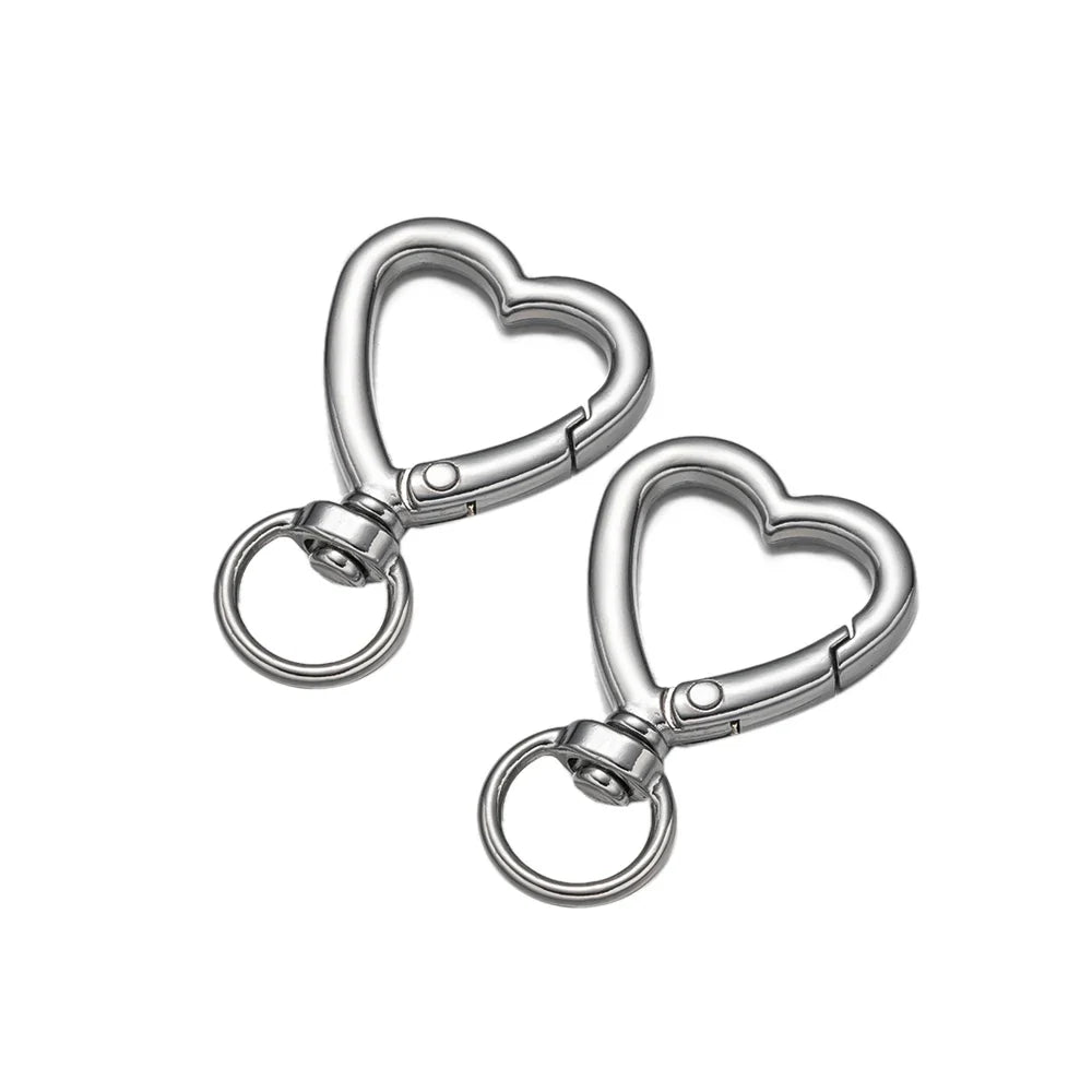 5Pcs Heart Shape Rotation Alloy Lobster Spring Clasps Openable Key Ring  Hook Carabiner Connector Dog Chain Buckles DIY Jewelry