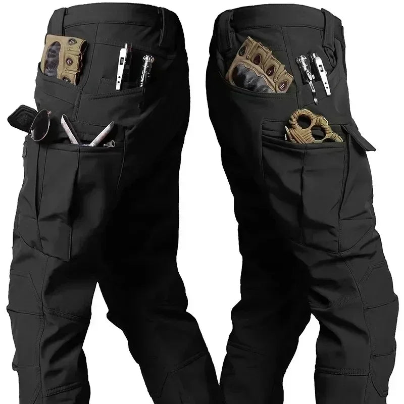 Camo Winter Tactical Sets Men Shark Skin Soft Shell Hooded Jacket+Multi-pocket Straight Cargo Pant 2Pcs Suits Waterproof Set