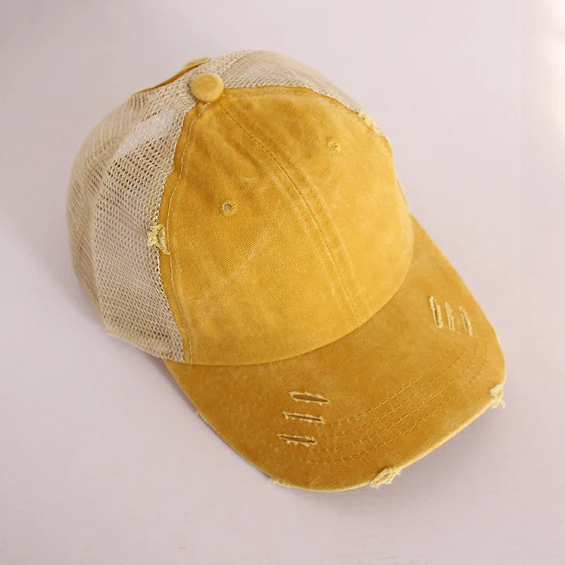 Distressed Ponytail Baseball Cap