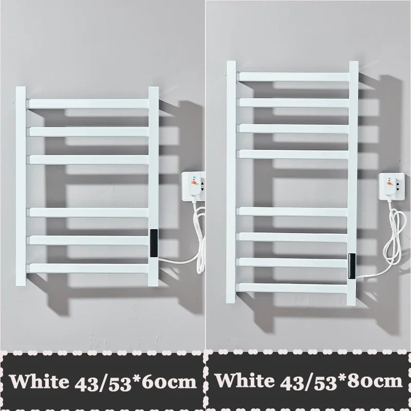 Black/White Electric Towel Rack With Digital Display Touch Temperature&Time Control Smart Heated Towel Rail Towel Warmer