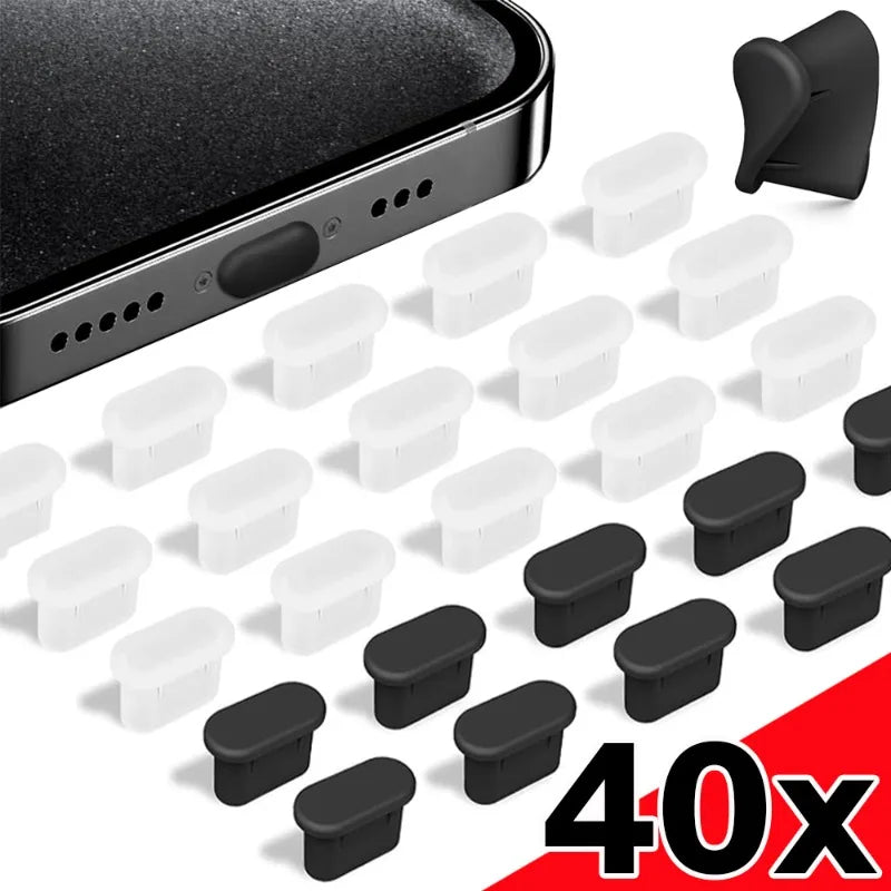 1/40pcs Type C Anti-Dust Plugs Silicone USB C Charging Port Dust Cover