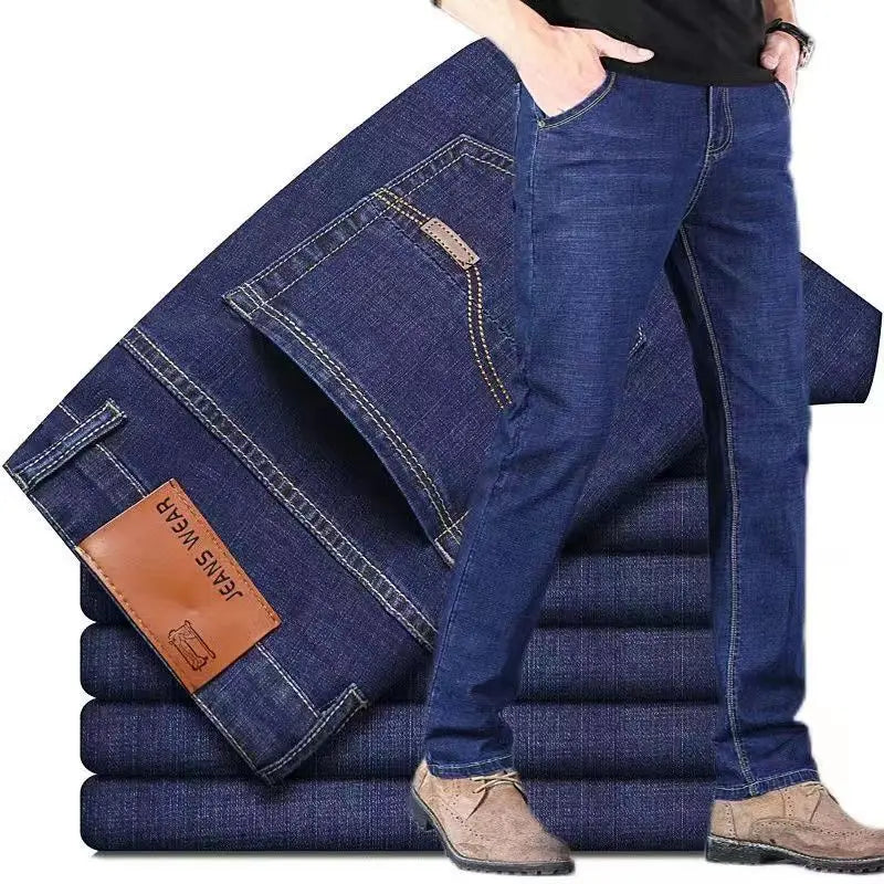   2025 Men NEW Men's Fashion Business Jeans Classic Style Casual Stretch Slim Jean Pants Male Brand Denim Trousers Black Blue Me