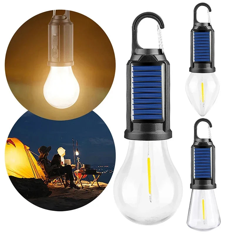 New Solar Powered Charging Camping Lamp Atmosphere Lamp Multifunctional Handheld Tungsten Filament Lamp Outdoor Retro Camping