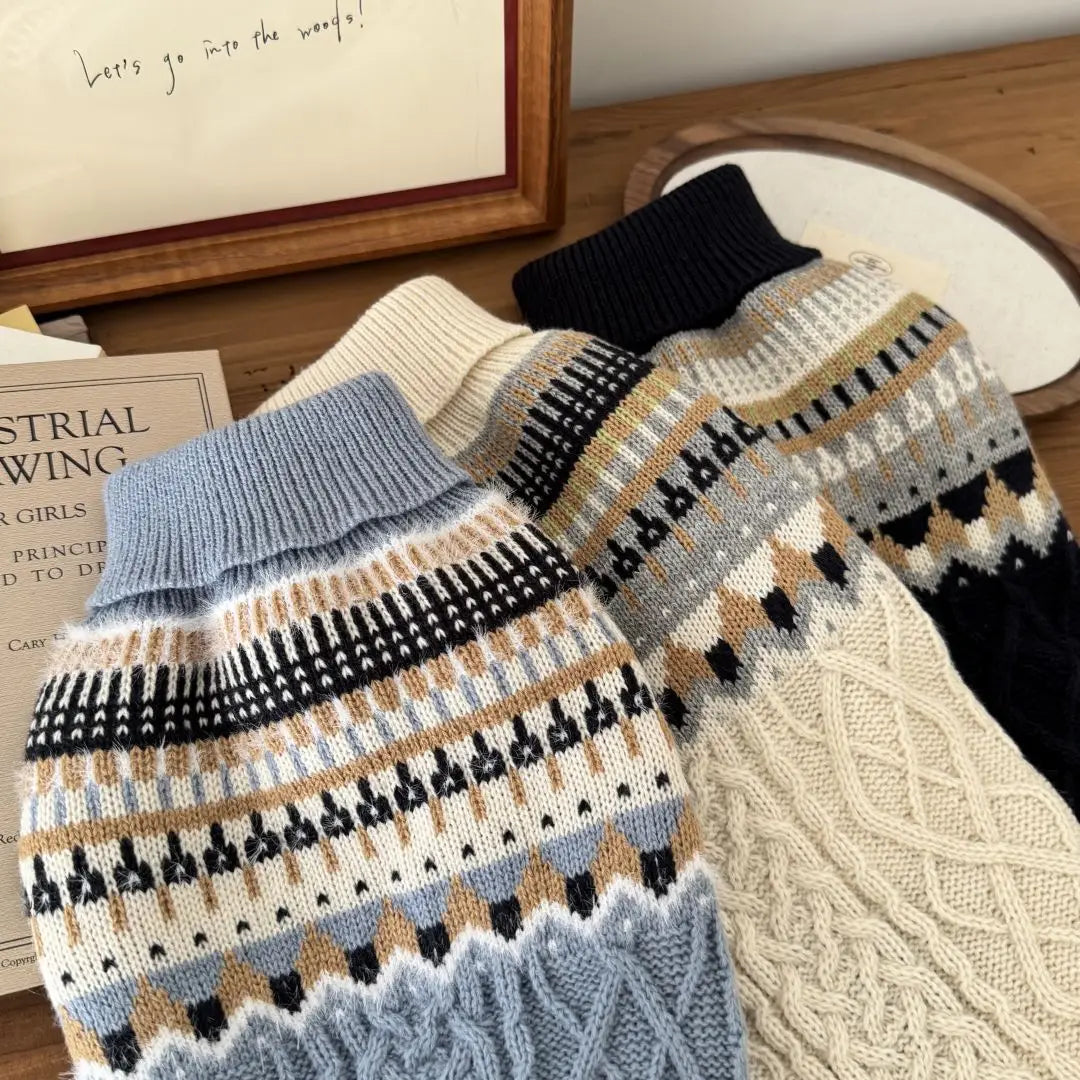 Vintage Stripe High Quality Warm Winter Sweater Clothes for Dog Cat Christmas New Year Knitted Pullover Clothes