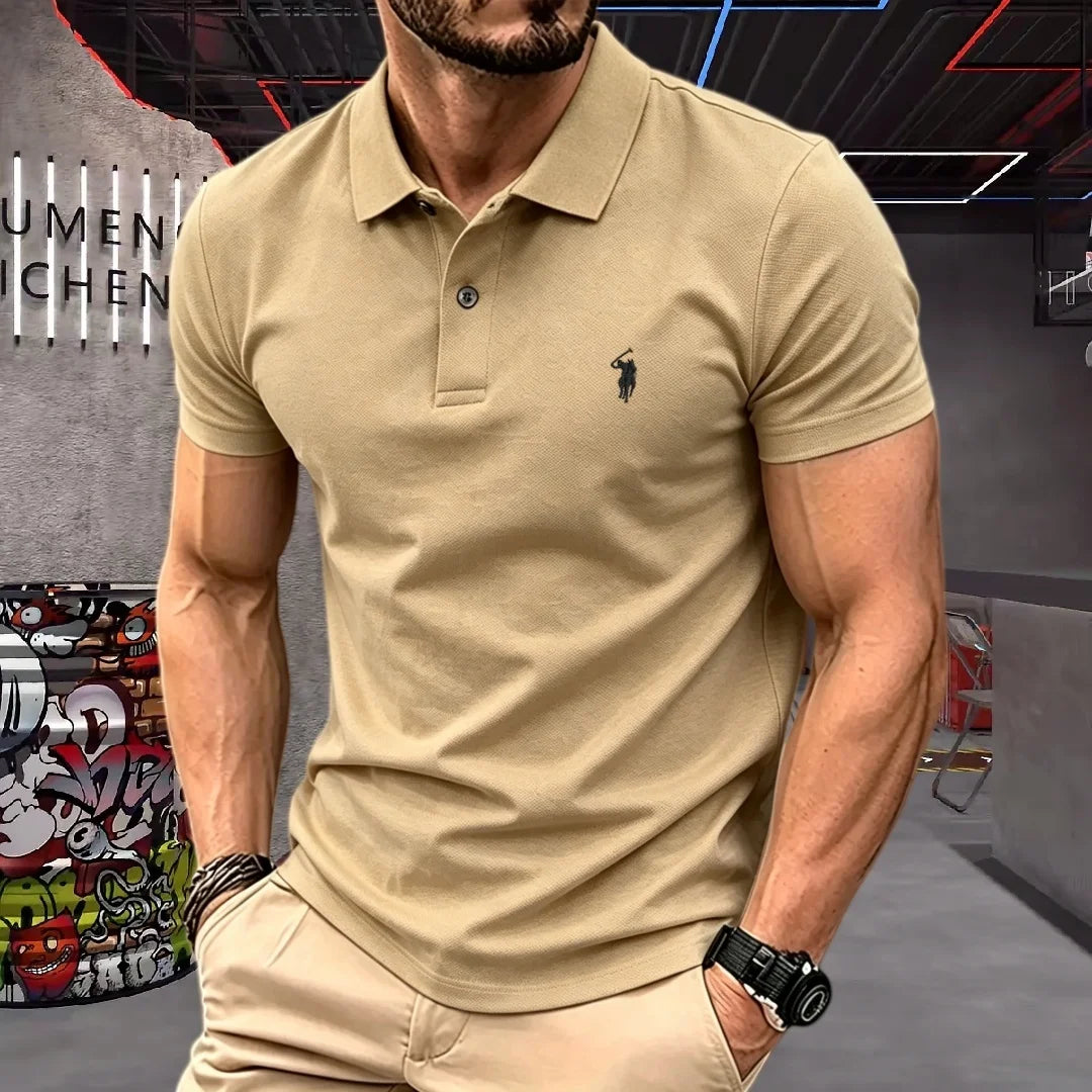100% Pure Cotton High-End Brand Men's Short Sleeve Polo Shirt Summer