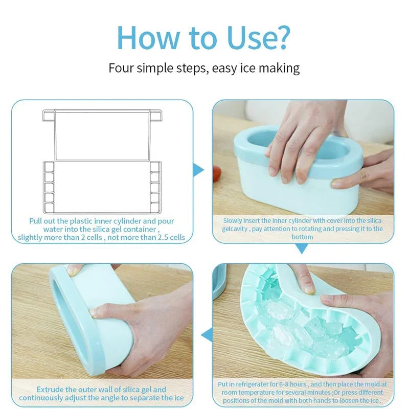 New Silicone Ice Bucket Portable Ice Cube Mold Round Wine Ice Cooler Refrigerator Freeze Ice Maker Creative Ice Cube Mold Tools