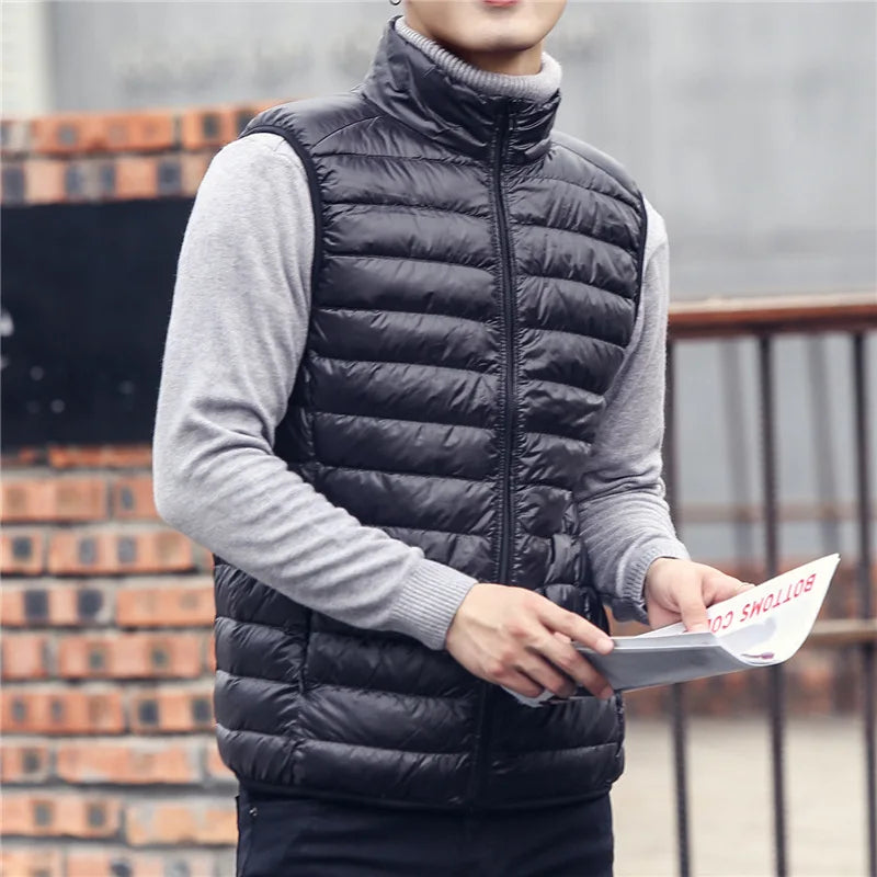 Men's Sleeveless Puffer Jackets Fashion Brand Men Down Vest Coats New Winter Casual Lightweight Down Duck Vest Coats Male
