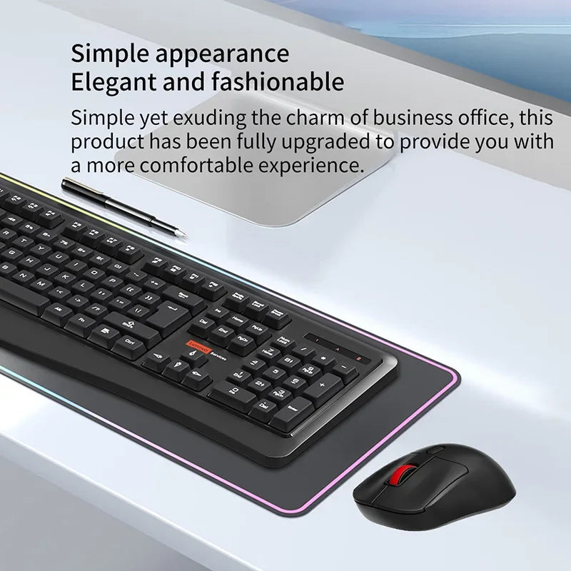 Lenovo Wireless Keyboard and Mouse Combo Full-Size 104 Key Quiet Office Set with Silent Click Compact USB Receiver for Pc Laptop