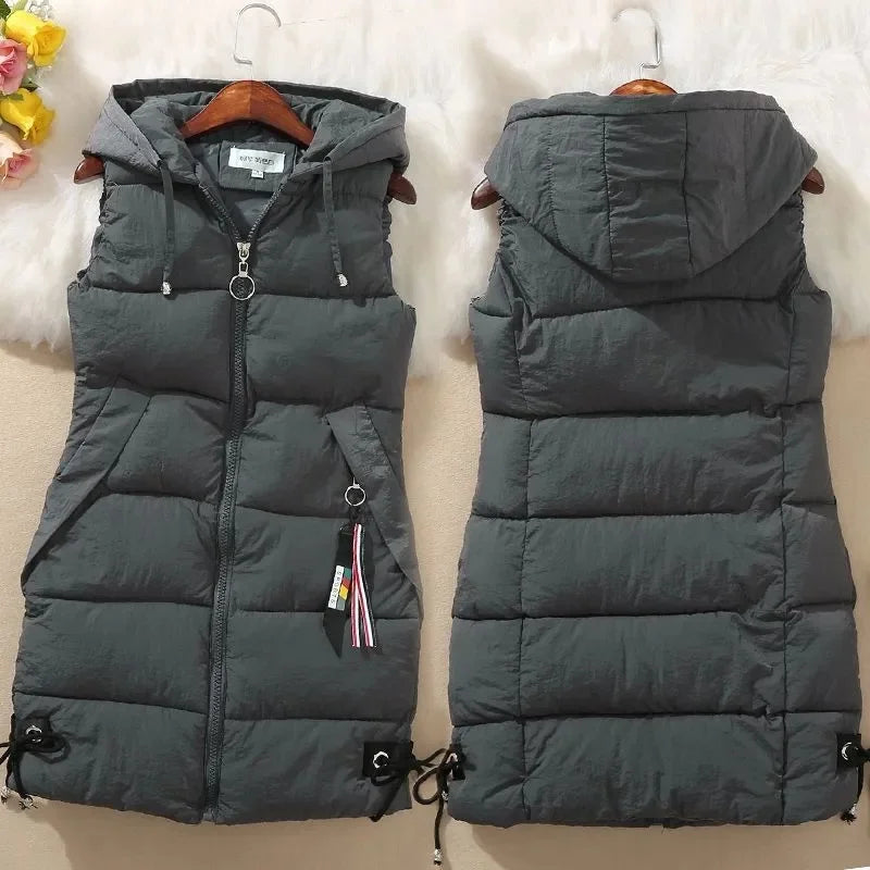 2023 New Autumn Women Vest Winter Puffer Parkas Coat Casual Pocket Hooded Waistcoat Female Sleeveless Jacket  Outerwear