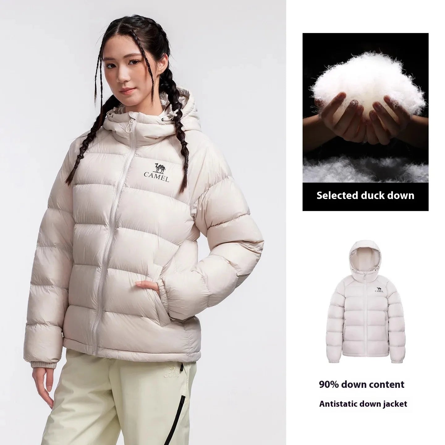 GOLDEN CAMEL Outdoor Down Jackets Unisex Women's Winter Coats High-loft Windproof Warm Duck Down Padding Puffer Jacket Camping