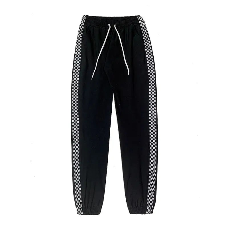 Women's Elastic High Waist Checkered Pants