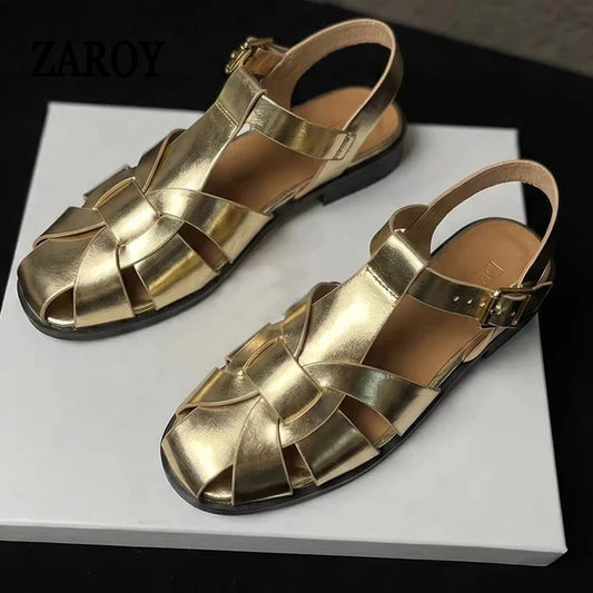 ZAROY Women Sandals Summer 2026 Newest Female Shoes Elegant Office Ladies Sandals Casual Soft Beach Flat Sandalias Roman Zapatos