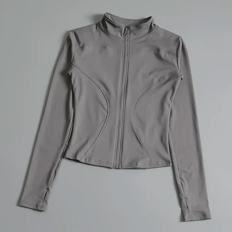 Women Zip Fitness Yoga Shirt Long Sleeve Sports Jacket Gym Top Activewear Running Coats Workout Clothes Woman