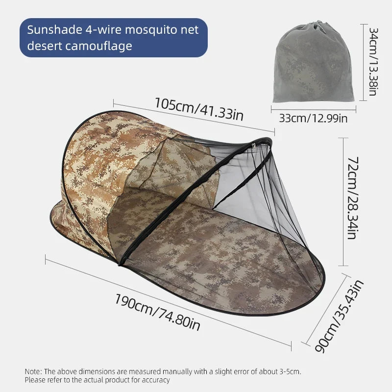 Portable Mosquito Net No Installation Full Cover Camping Tent Outdoor Beach Sunshade Shelter Camouflage Style