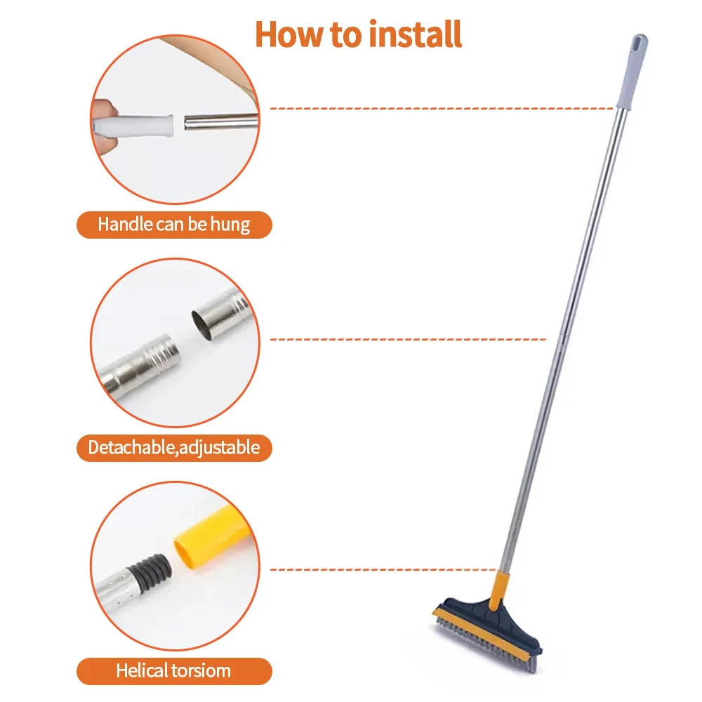 3 In 1 Cleaning Brush Cleaner Brush For Cleaning Bathroom Brush With Long Handle Rotating Floor Brush Crevice Brush